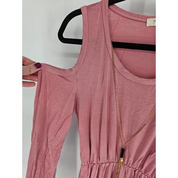 Pinc Women's Blush Pink Scoop-neck Cold Shoulder Fared Blouse Size M - Picture 4 of 4
